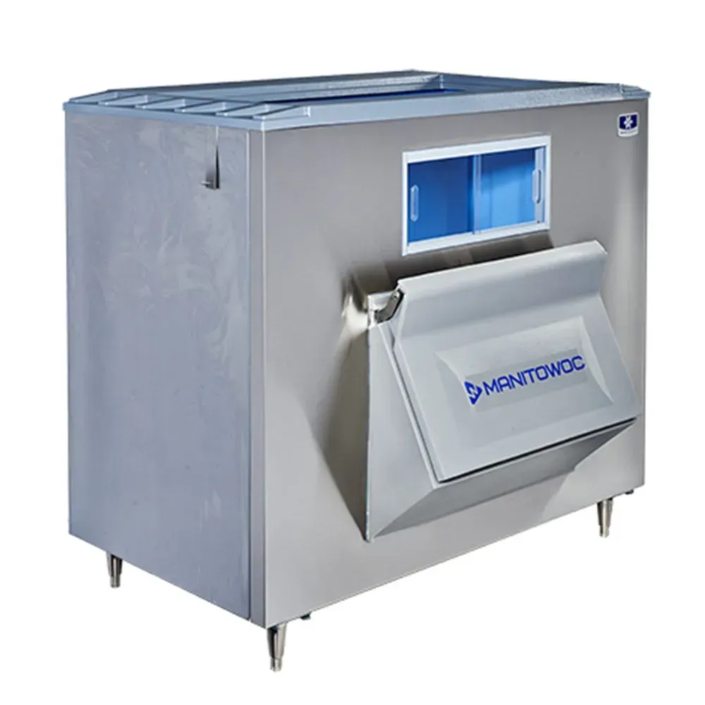 Manitowoc heavy-duty ice storage bin with stainless housing and front access door, built for demanding use in high-volume commercial kitchens.