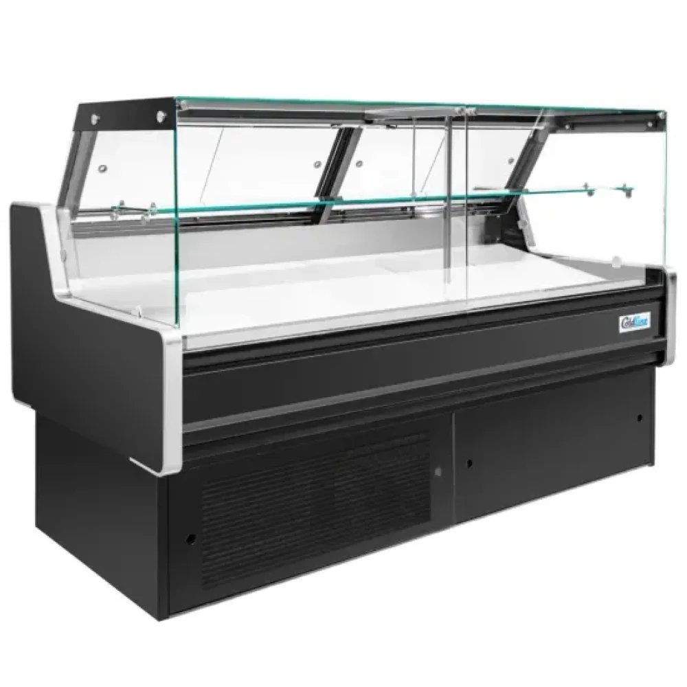 Coldline 48" Refrigerated Fish Display Case, Flat Straight Glass, Ice Bin and Drain, 1 Year Warranty