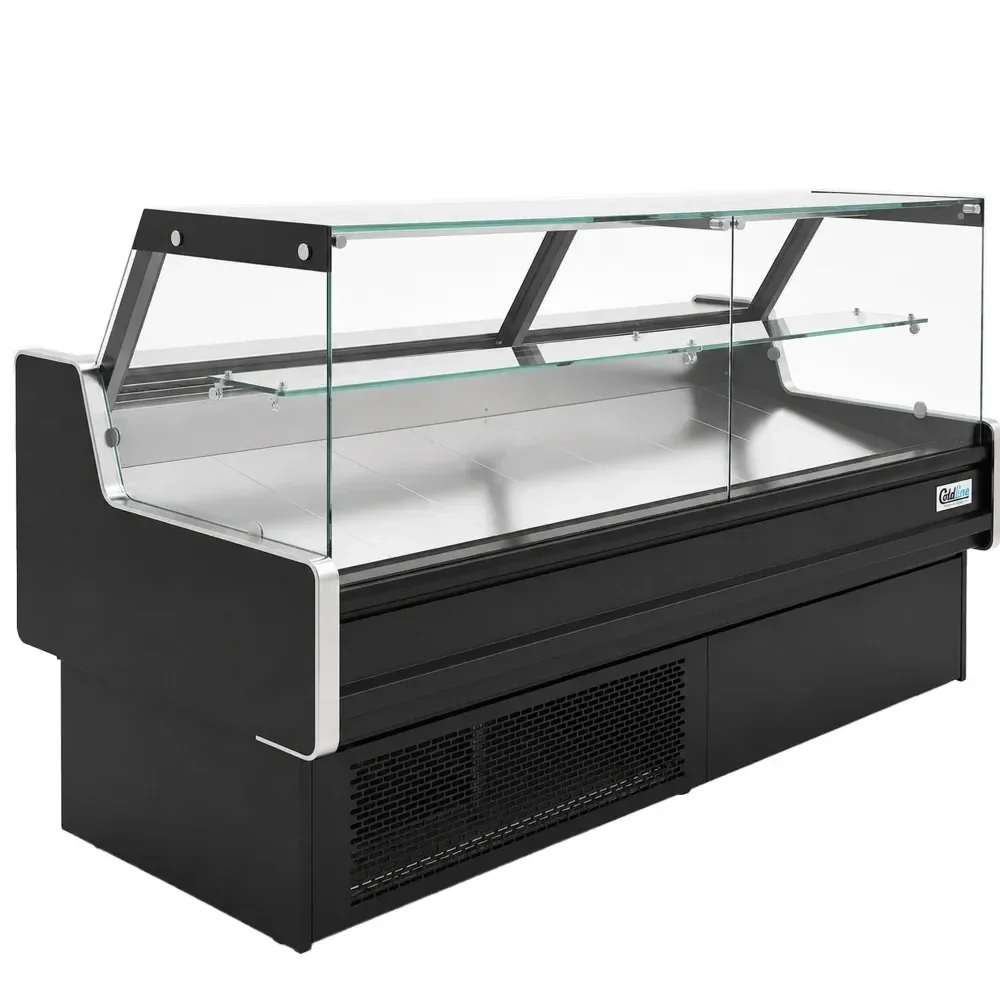 Coldline 102" Refrigerated Meat Deli Case, Flat Straight Glass, Rear Storage, 1 Year Warranty