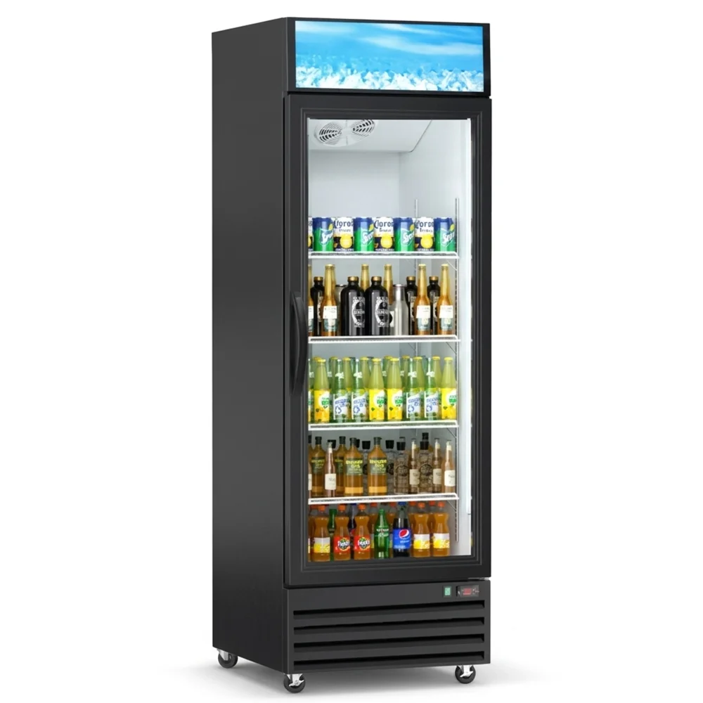 ProKitchen Series 24" Reach-In Merchandiser Refrigerator, 1 Glass Swing Door, Black, 1 Year Warranty