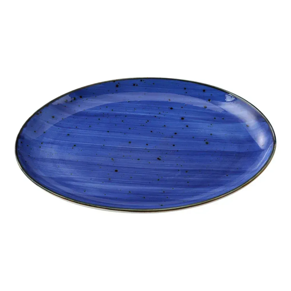 Yanco LY-2110BU Lyon 7" Reactive Glaze Coupe Dinner Plate, Blue