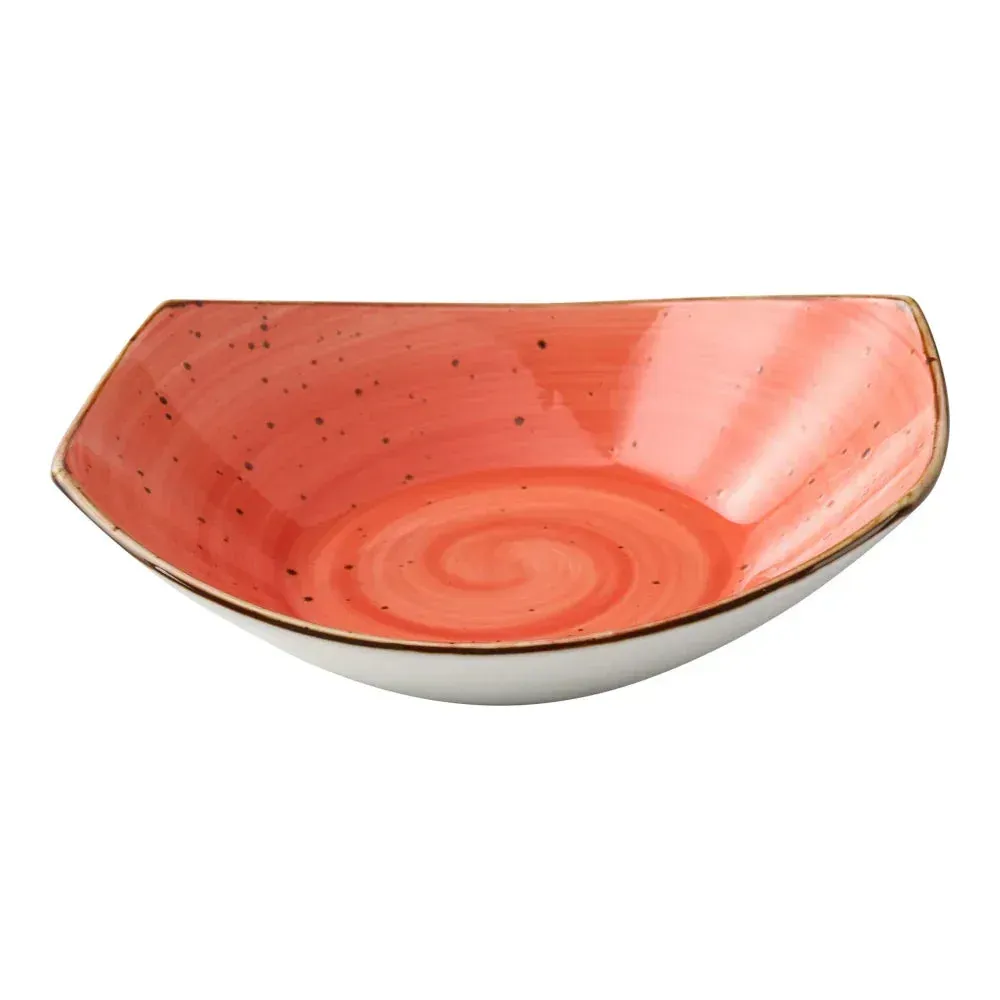 Medium fifteen ounce reactive glaze coral soup or salad plate from Yanco China, ideal for hearty servings with artisanal style.
