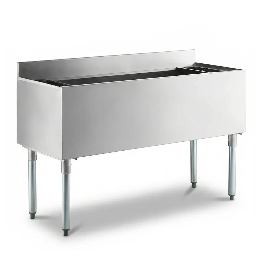 ChefPro Series 18" x 48" Stainless Steel Underbar Ice Bin with Bottle Holders
