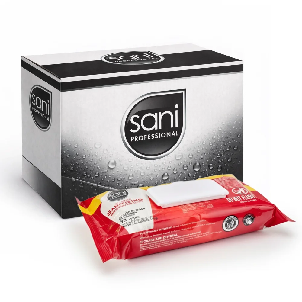 Sani Professional M30472 9" x 8" 72 Count Multi-Surface No-Rinse Sanitizing Wipes, 12/Case