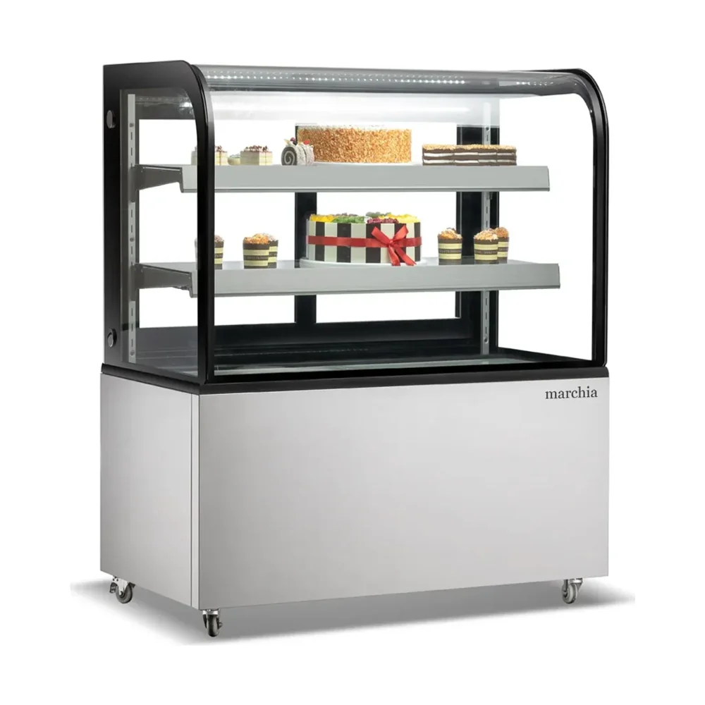 Marchia 36" Stainless Steel Curved Glass Refrigerated Bakery Display Case, 110-120V