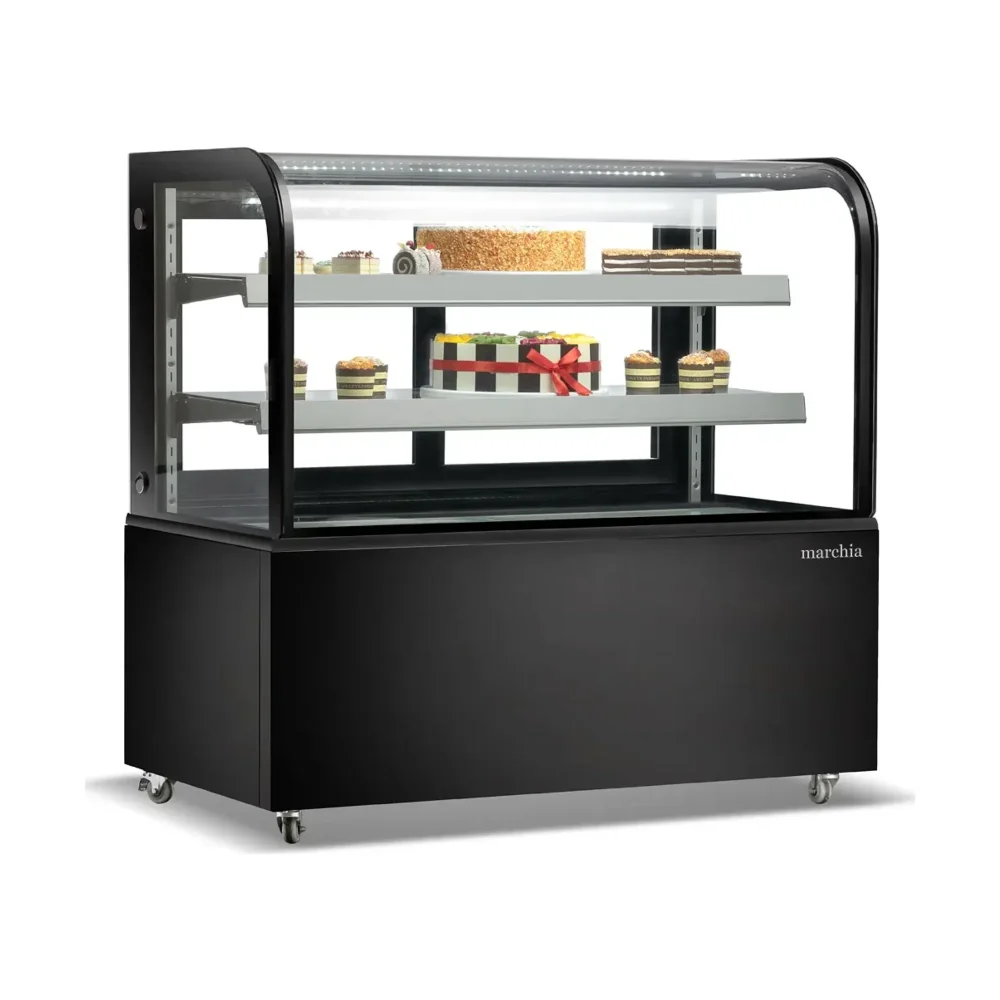 Marchia 48" Stainless Steel Curved Glass Refrigerated Bakery Display Case, 110-120V