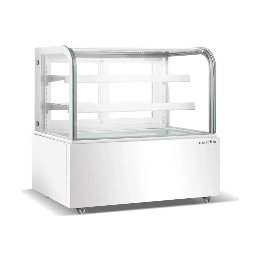 Marchia 60" White Curved Glass Refrigerated Bakery Display Case, 110-120V