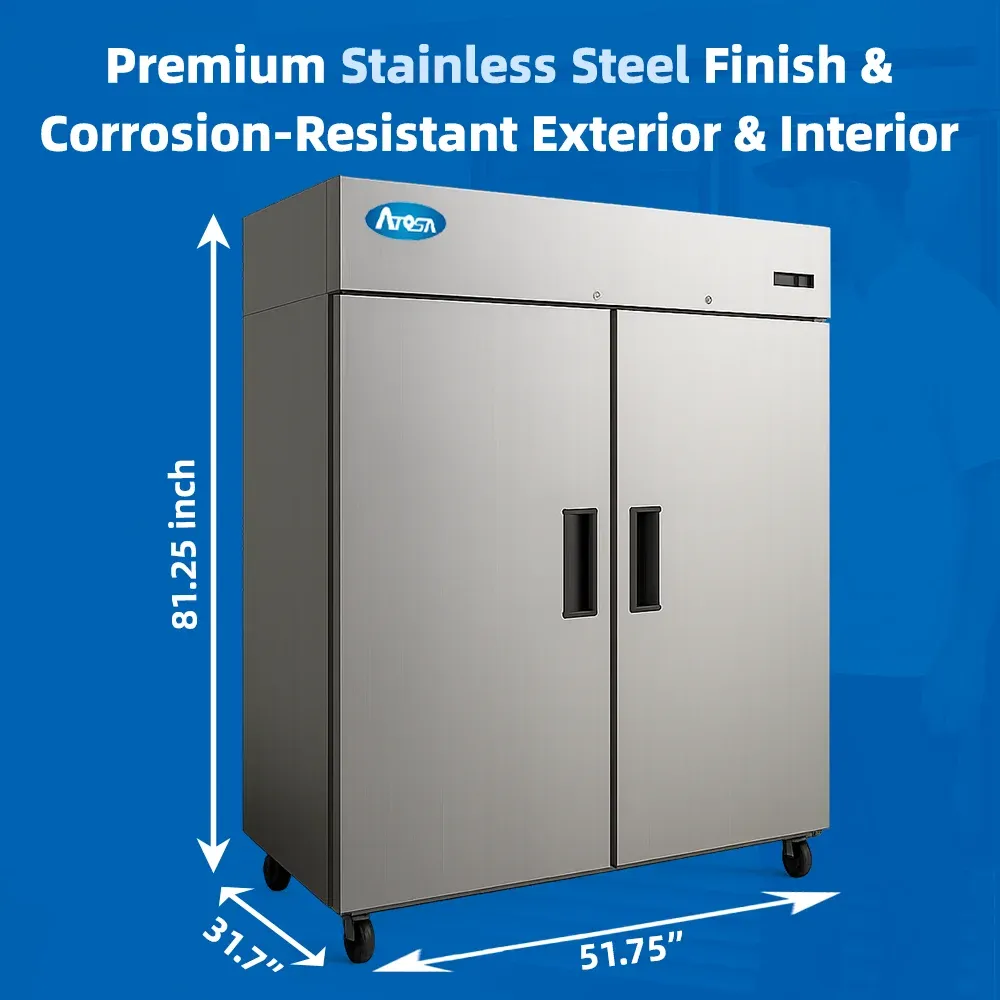 Atosa MBF8005GR 52" Reach-In Top Mount Refrigerator, 2 Two Door, 44.5 Cu.Ft