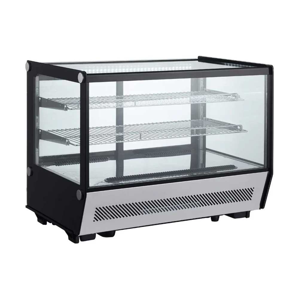 Marchia 36" Black Straight Glass Refrigerated Bakery Display Case, 110V