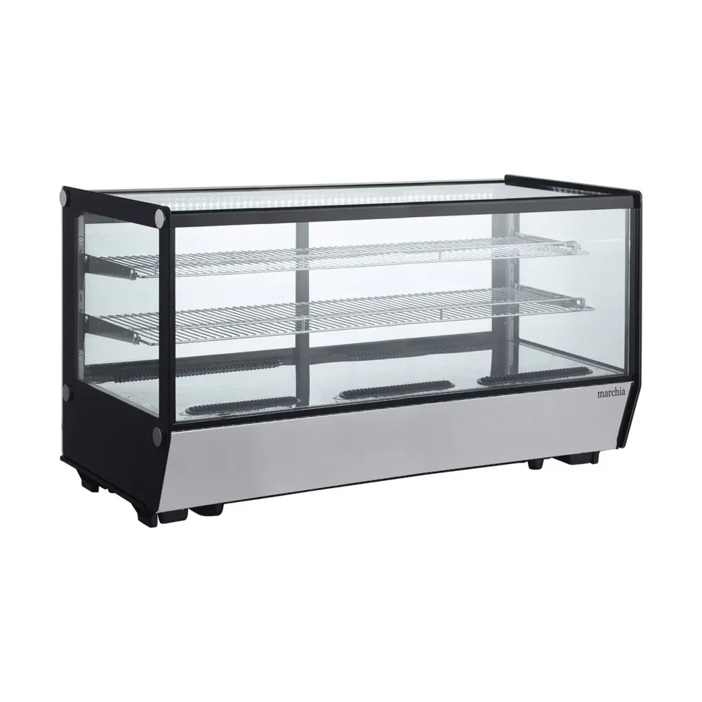 Marchia 48" Straight Glass Refrigerated Bakery Display Case, Black, 115V