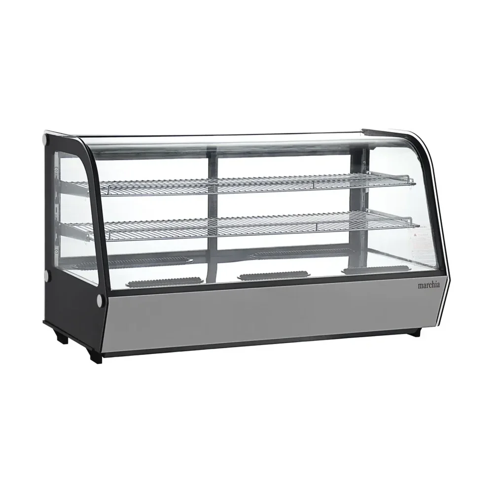 Marchia 48" Curved Glass Countertop Display Refrigerator, Black, 115V