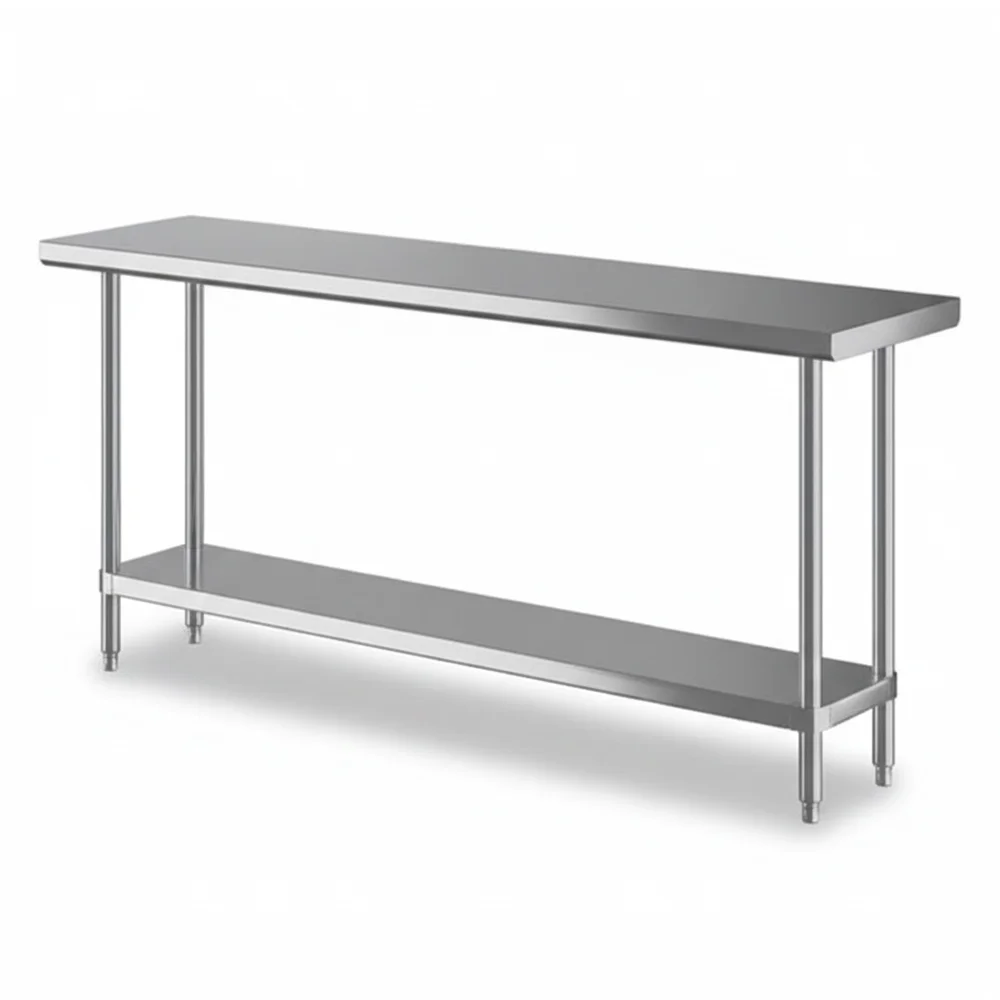 18" x 72" 16-Gauge Commercial Work Table with Undershelf, 304 Stainless Steel