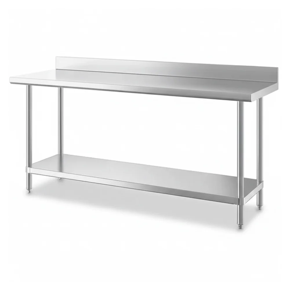 24" x 72" 16-Gauge Commercial Work Table with 4" Backsplash and Undershelf, 304 Stainless Steel