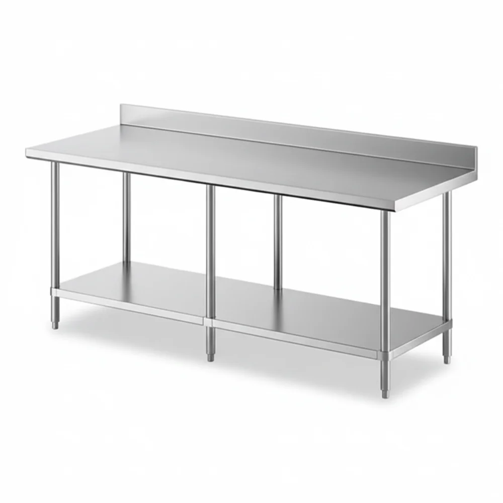 24" x 84" 16-Gauge Commercial Work Table with 4" Backsplash and Undershelf, 304 Stainless Steel