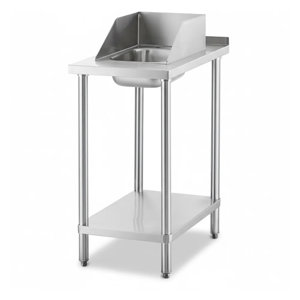 30" x 18" 18 Gauge Filler Table with Drop-In Sink, 304 Stainless Steel