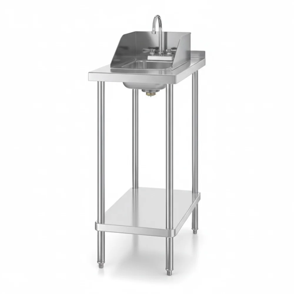30" x 18" 18 Gauge Filler Table with Drop-In Sink and Faucet, 304 Stainless Steel