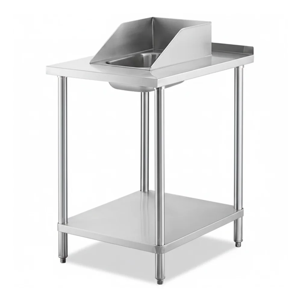 30" x 24" 18 Gauge Filler Table with Drop-In Sink, 304 Stainless Steel