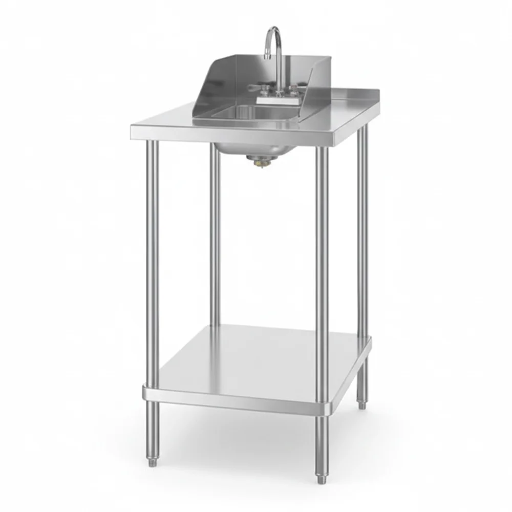 30" x 24" 18 Gauge Filler Table with Drop-In Sink and Faucet, 304 Stainless Steel