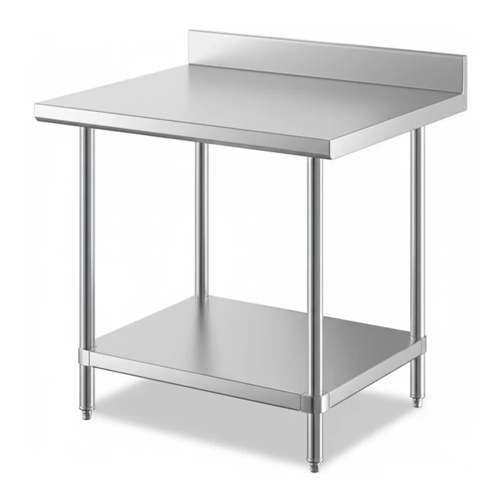 30" x 36" 16-Gauge Commercial Work Table with 4" Backsplash and Undershelf, 304 Stainless Steel