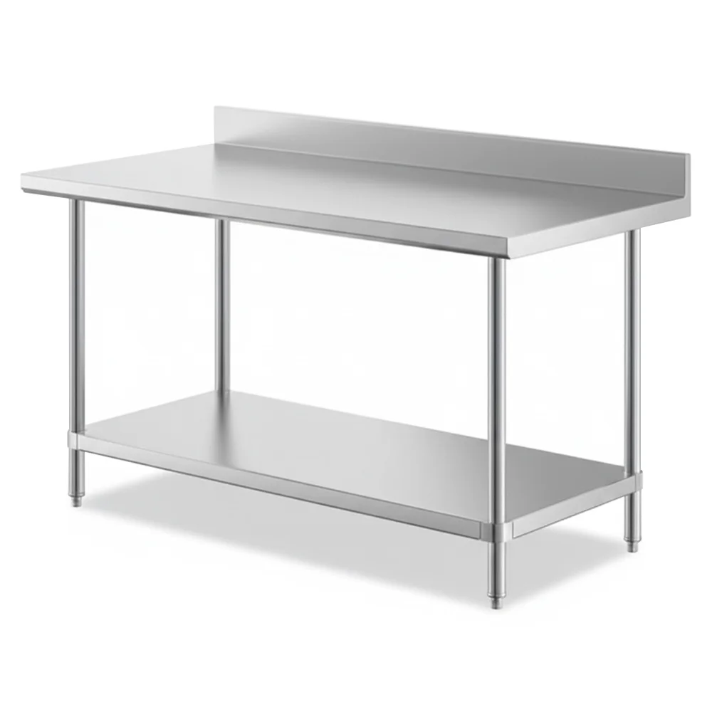 30" x 60" 16-Gauge Commercial Work Table with 4" Backsplash and Undershelf, 304 Stainless Steel