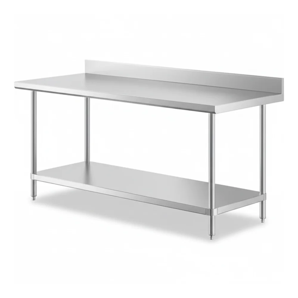 30" x 72" 16-Gauge Commercial Work Table with 4" Backsplash and Undershelf, 304 Stainless Steel