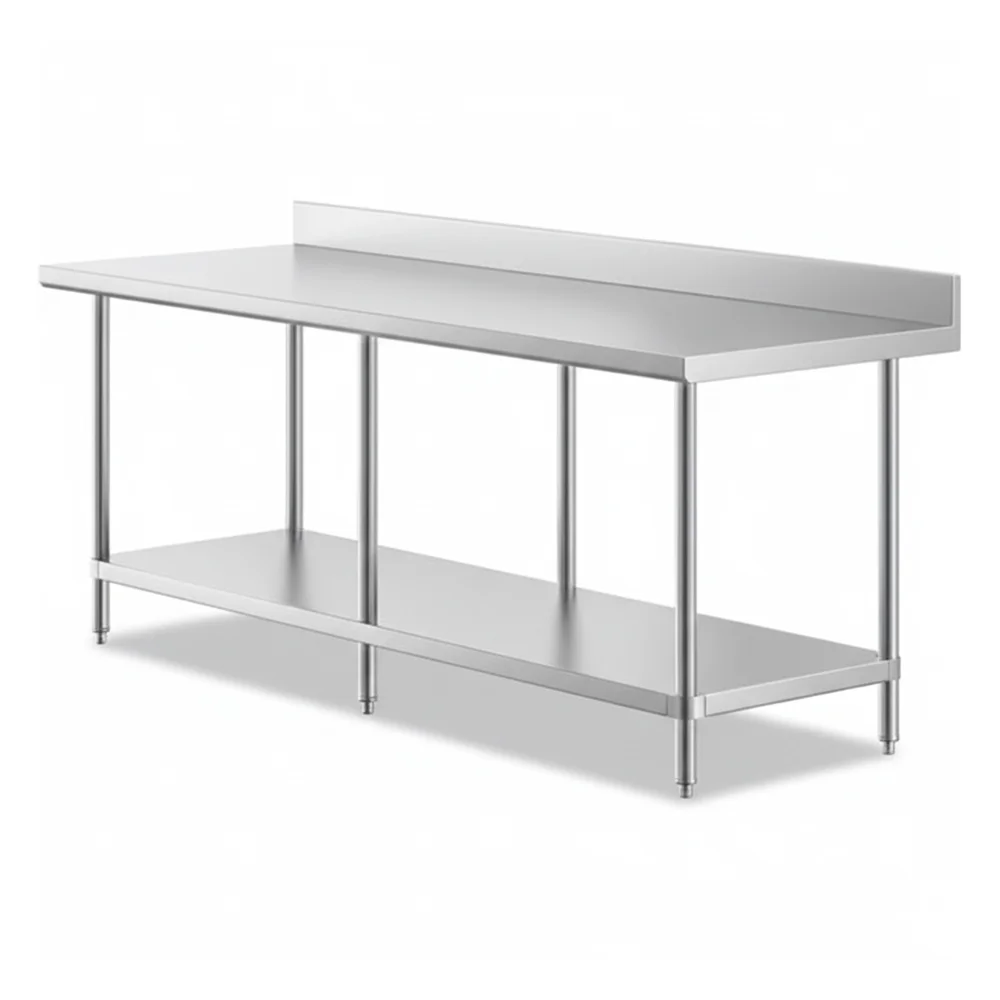 30" x 84" 16-Gauge Commercial Work Table with 4" Backsplash and Undershelf, 304 Stainless Steel