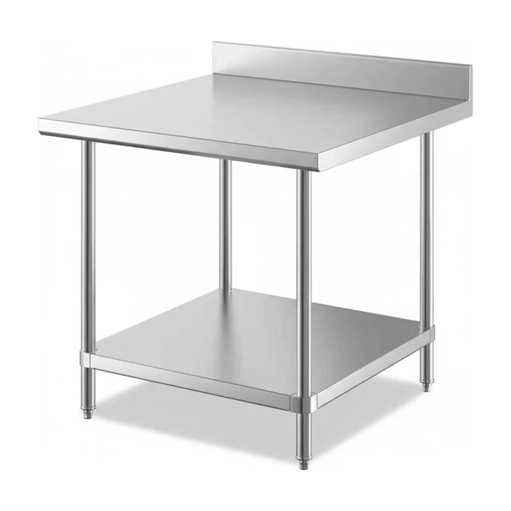 36" x 36" 16-Gauge Commercial Work Table with 4" Backsplash and Undershelf, 304 Stainless Steel