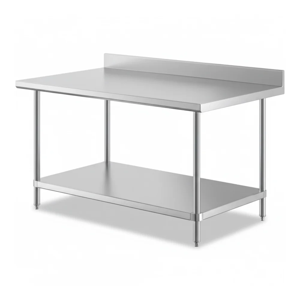 36" x 60" 16-Gauge Commercial Work Table with 4" Backsplash and Undershelf, 304 Stainless Steel