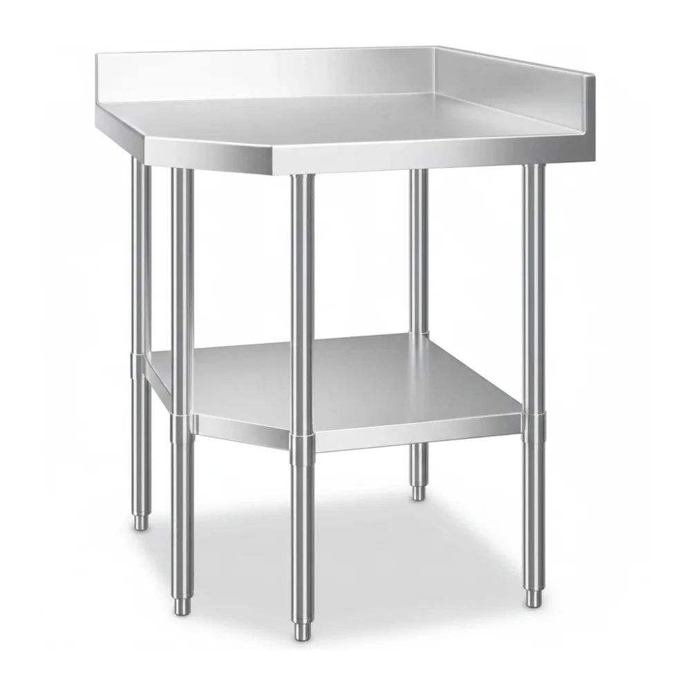 38" x 38" 16-Gauge Corner Work Table, Stainless Steel
