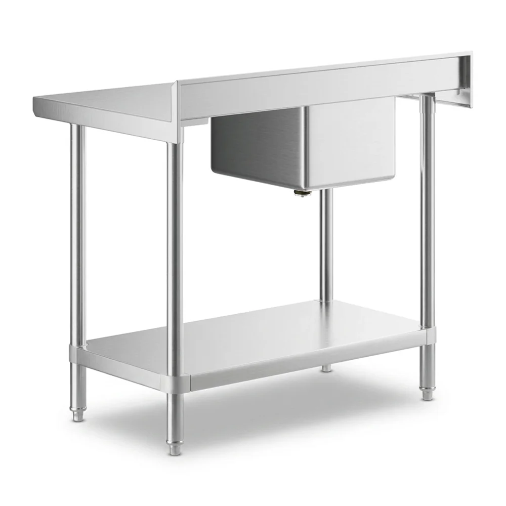 30" x 48" 18 Gauge Stainless Steel Work Table with Sink - Sink on Left