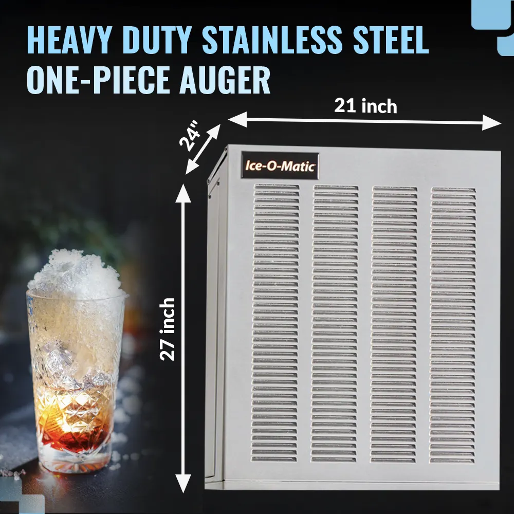 Ice-O-Matic remote cooled flake ice machine head without storage bin, efficient for continuous ice production in professional kitchens.