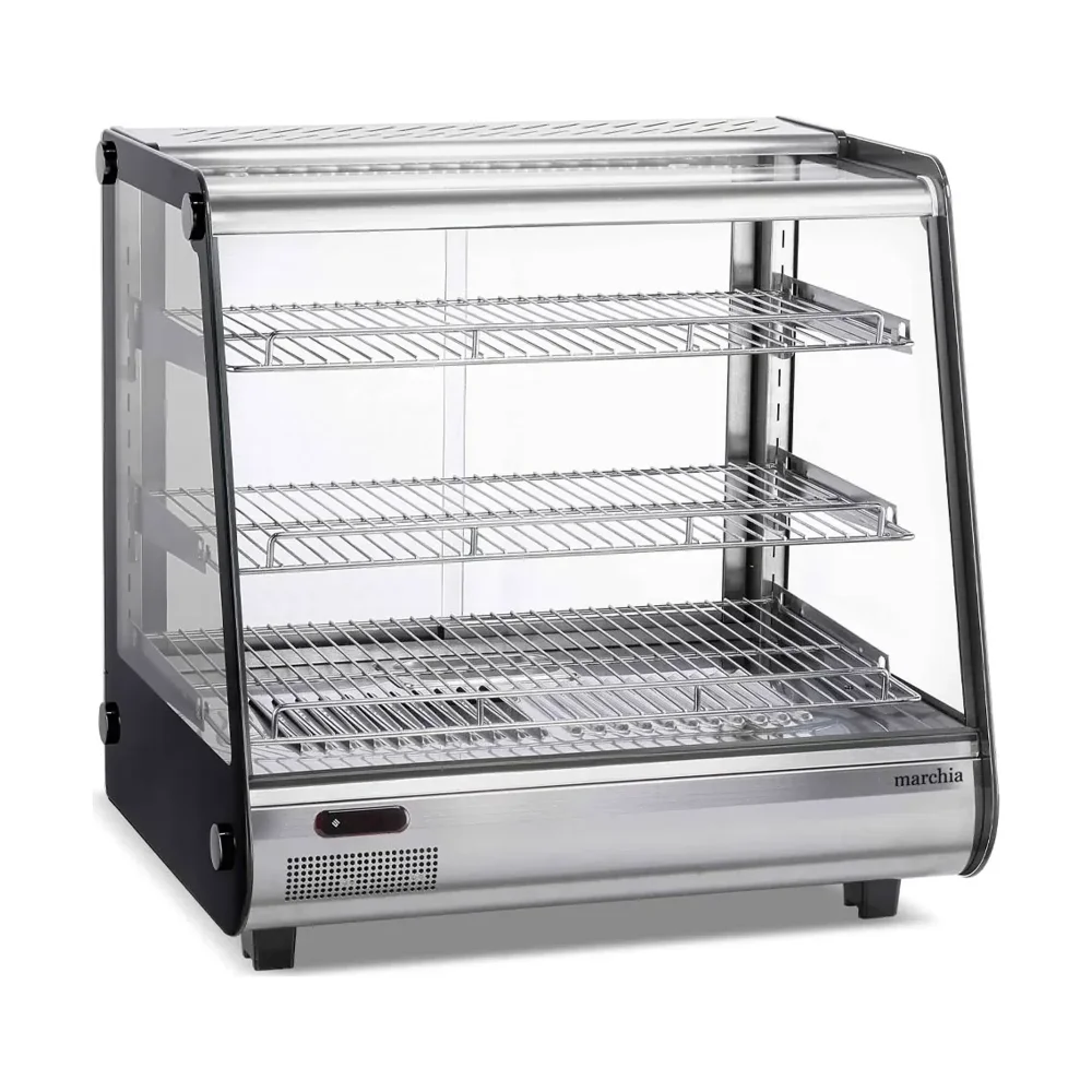 Marchia 27" Stainless Steel Heated Countertop Display Case, 110-120V