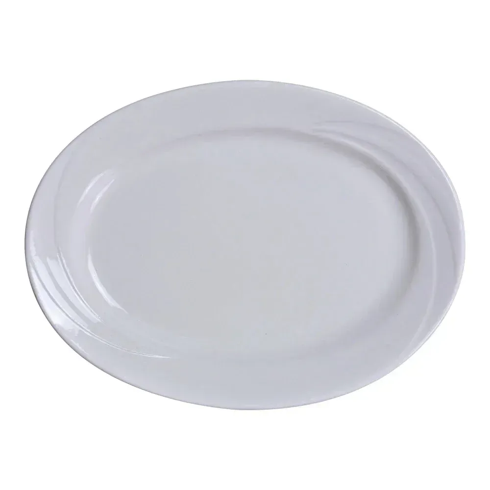 Yanco MM-12 Miami 10.25" Oval Platter, White Chinaware