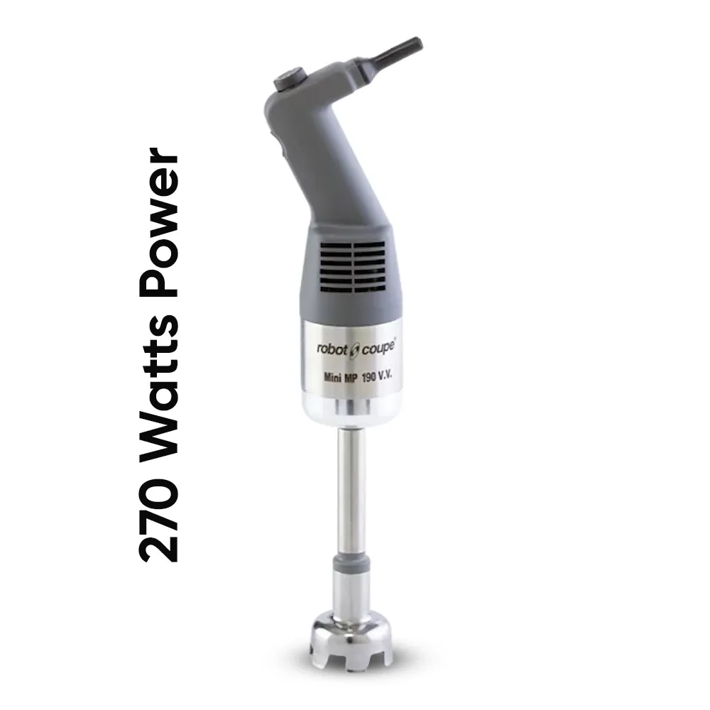 Robot Coupe mini combi blender with whisk for small batch sauces, dressings, and purees in mobile or space-limited commercial kitchens.