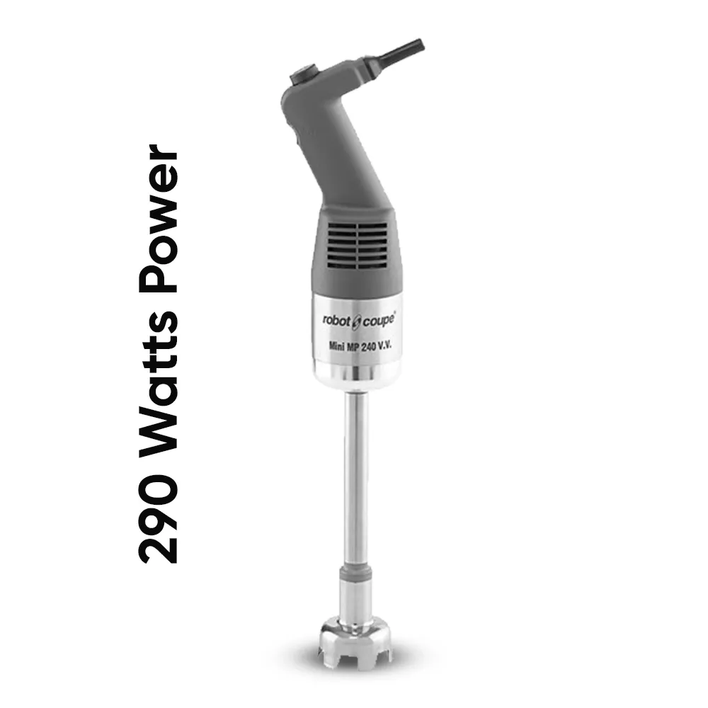 Robot Coupe mini combi blender with whisk for quick blending tasks on the go, ideal for catering events and mobile professional kitchens.