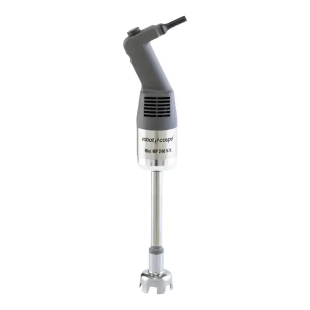 Robot Coupe mini variable speed hand blender for quick, precise blending of sauces, soups, and purees in busy professional kitchen service.