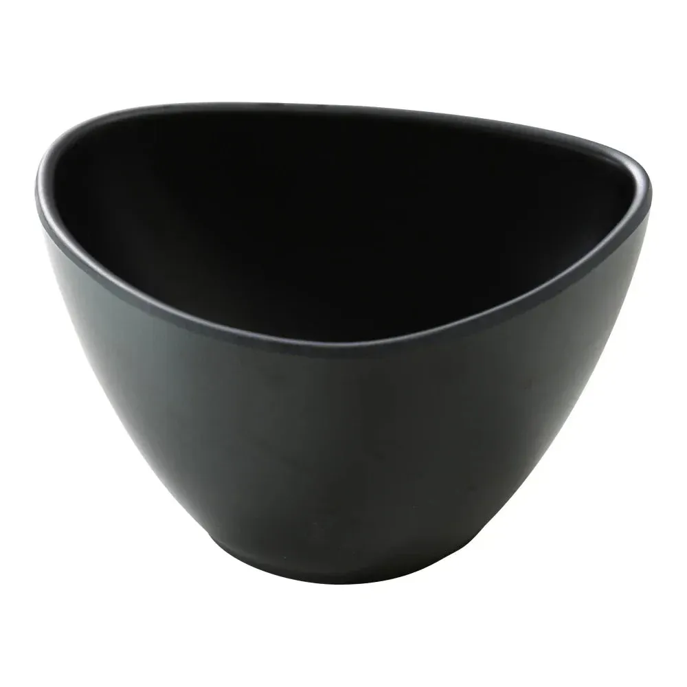 Black triangular melamine bowl by Yanco China, ideal for soup or side service in cafés. Modern durable design for restaurant use.