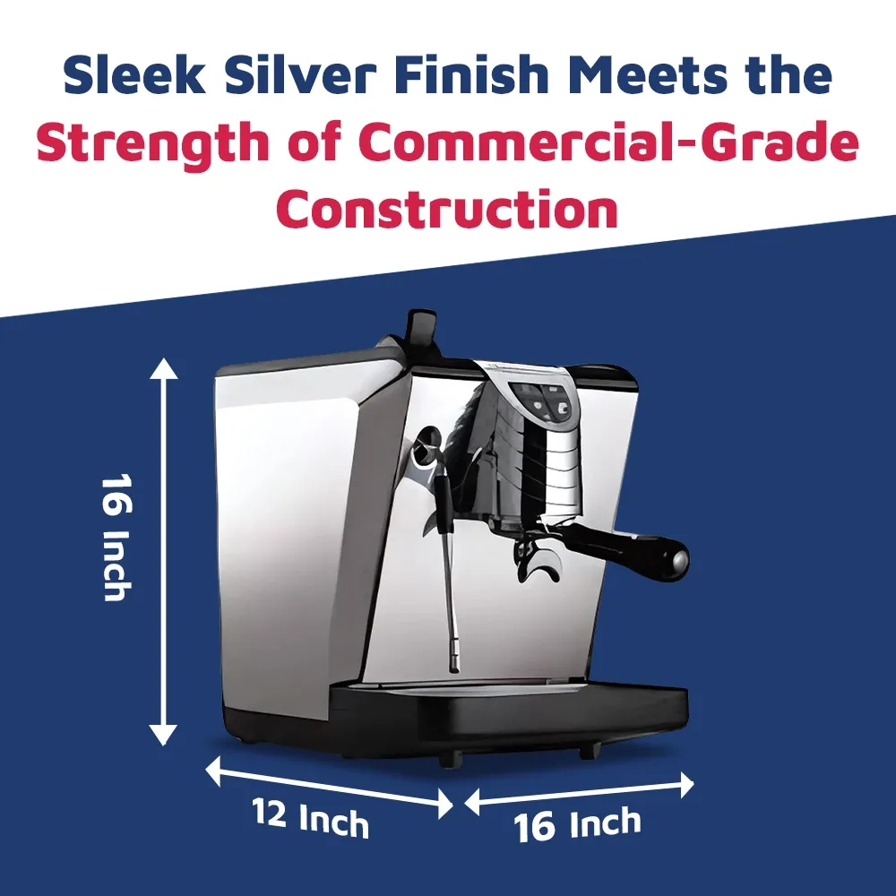 Nuova Simonelli direct-connect espresso machine in glossy black with stainless accents placed on a sleek café counter in a modern coffee setup.