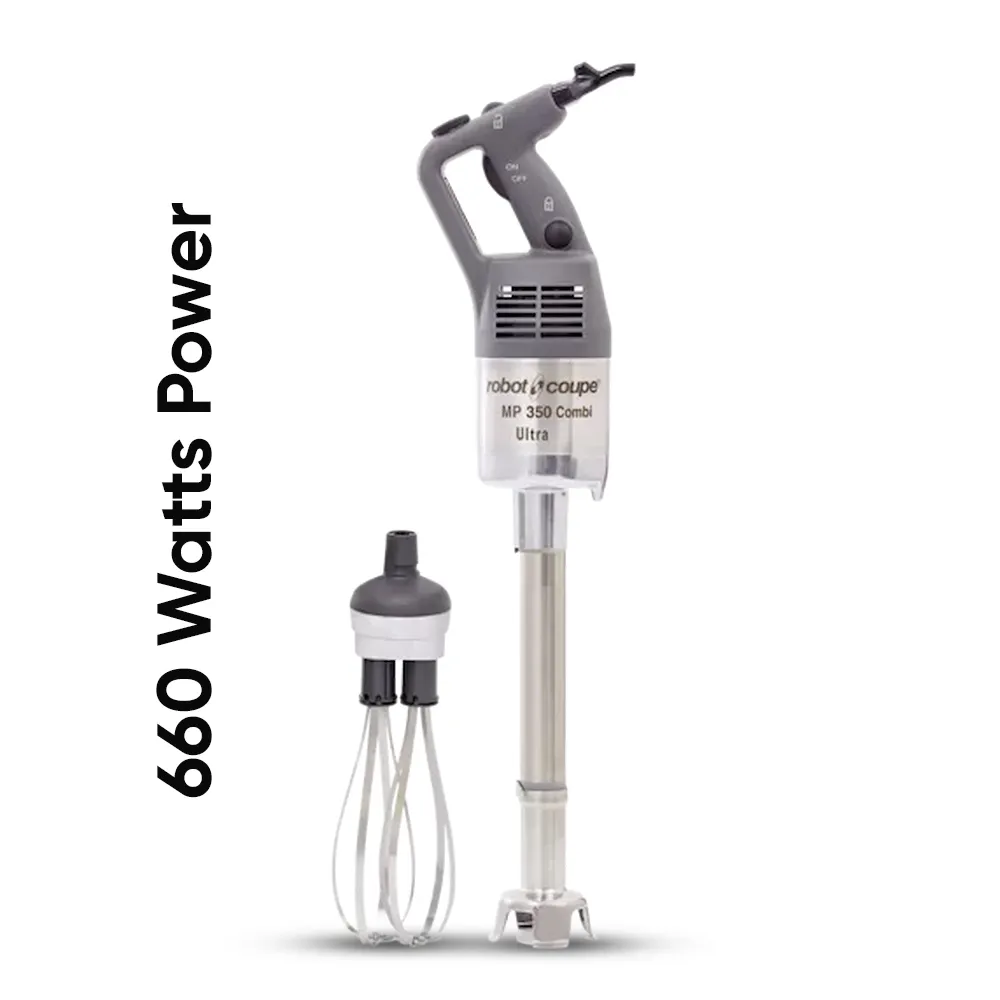 Robot Coupe compact combi turbo blender with whisk for preparing sauces, soups, dressings, and batters in restaurants and catering venues.