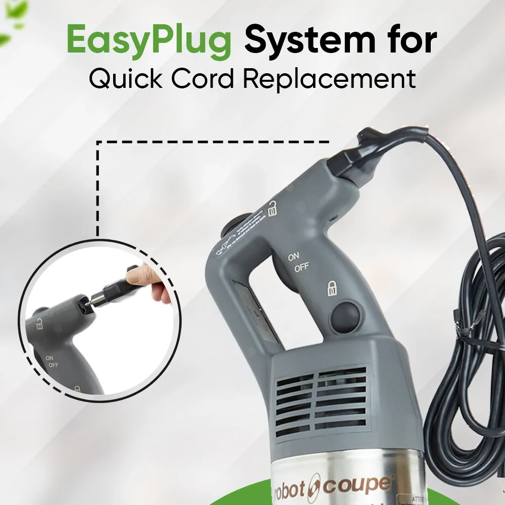 Robot Coupe compact combi turbo blender with whisk for preparing sauces, soups, dressings, and batters in restaurants and catering venues.