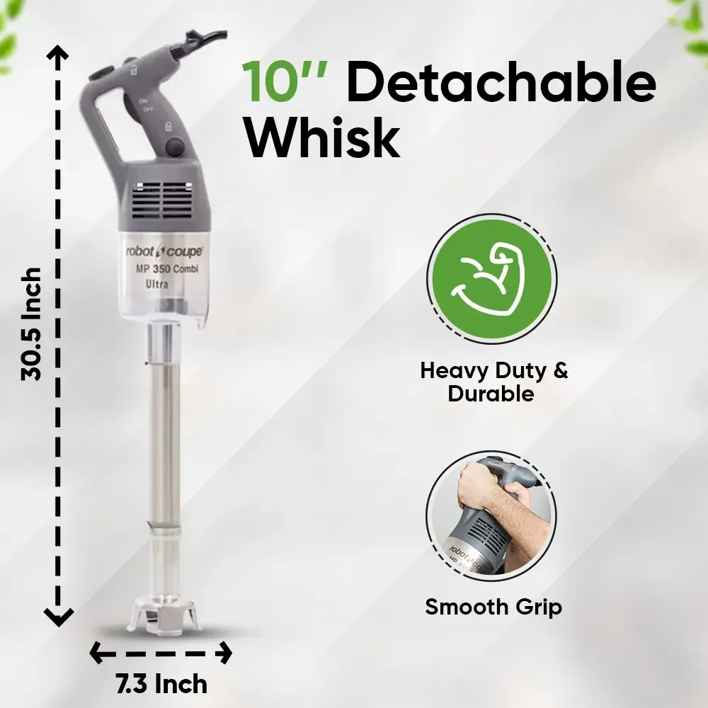 Robot Coupe compact combi turbo blender with whisk for preparing sauces, soups, dressings, and batters in restaurants and catering venues.