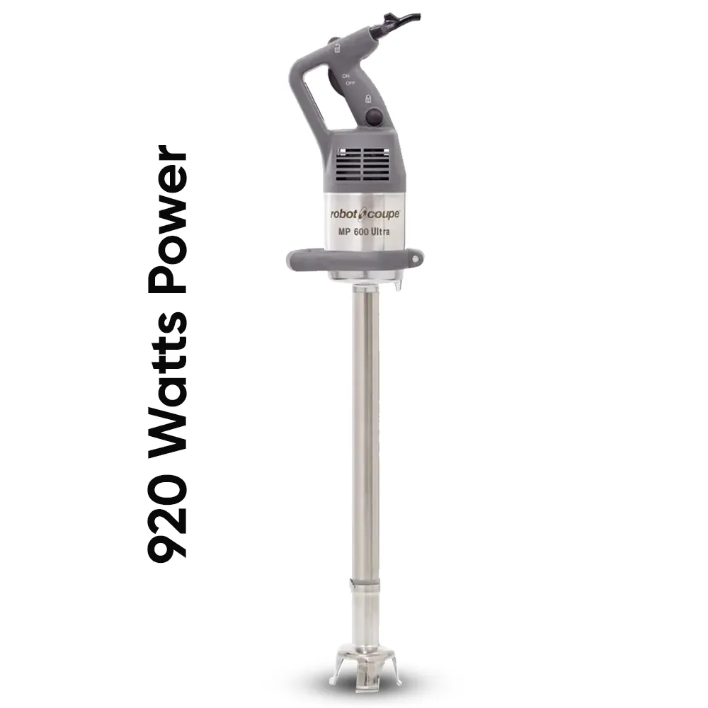 Robot Coupe single speed immersion blender with 24 cm shaft for blending soups, purees, smoothies, and sauces in busy commercial kitchens.