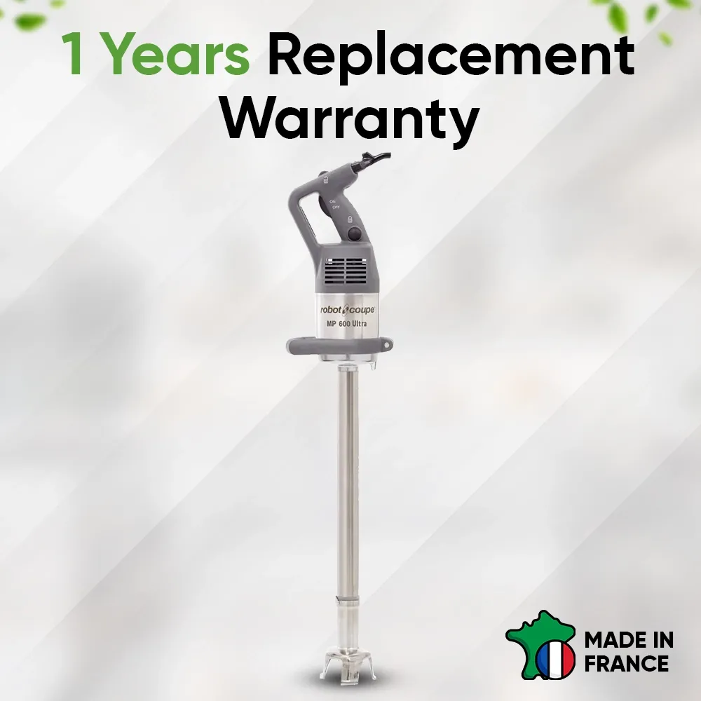 Robot Coupe single speed immersion blender with 24 cm shaft for blending soups, purees, smoothies, and sauces in busy commercial kitchens.