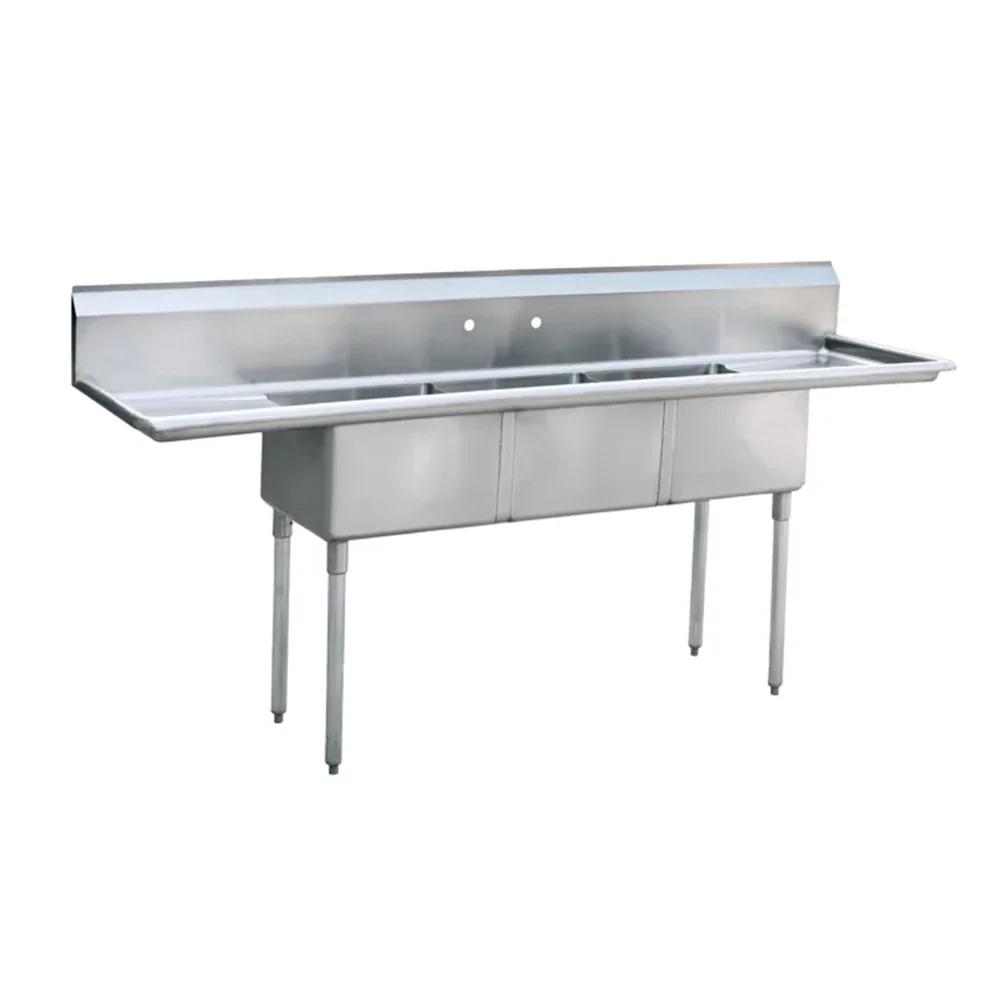 Atosa MRSA-3-D MixRite 90" 3 Compartment Sink, 18-Gauge, Stainless Steel