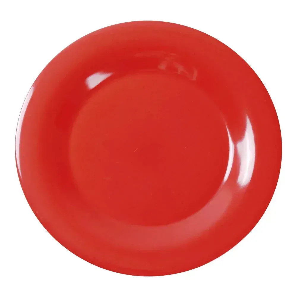 Yanco MS-006RD 6.5" Round Plate with Wide Rim, Orange-Red Melamine