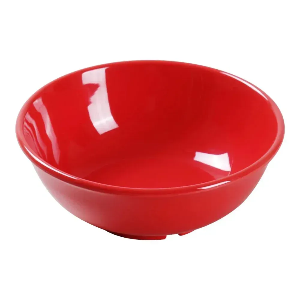 Orange-red Yanco China salad bowl features a vibrant hue that enhances presentation, making dining setups more colorful and lively every time.