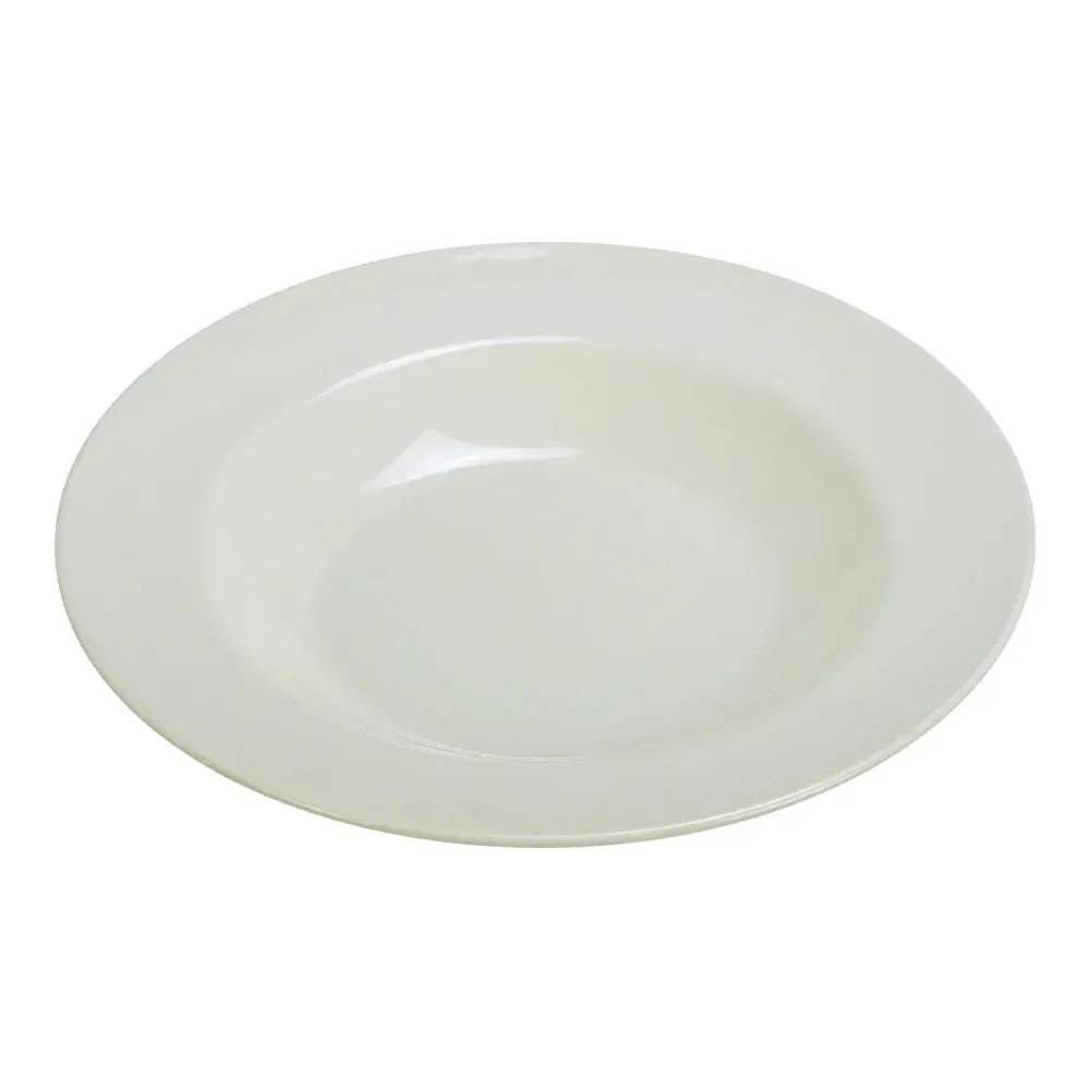 Yanco China off-white plate with a soft sheen and natural tone, perfect for creating cozy, inviting table settings with a hint of understated charm.