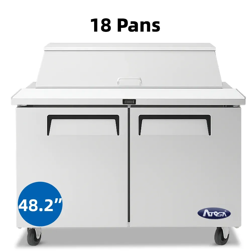 Atosa MSF8306GR 48.2" Mega Top Sandwich Prep Table, 18 Pans 7.2 Cu.Ft