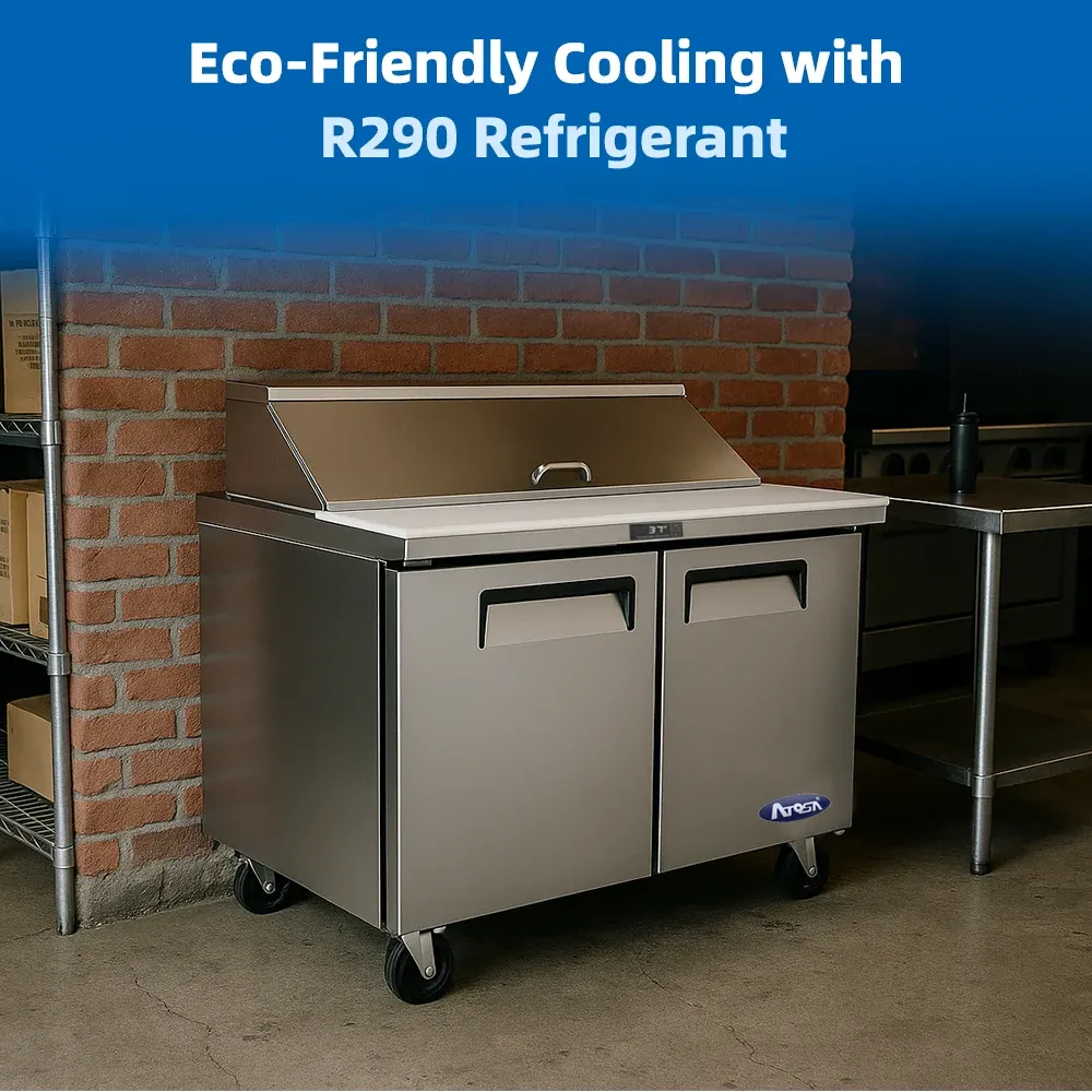 Atosa MSF8306GR 48.2" Mega Top Sandwich Prep Table, 18 Pans 7.2 Cu.Ft