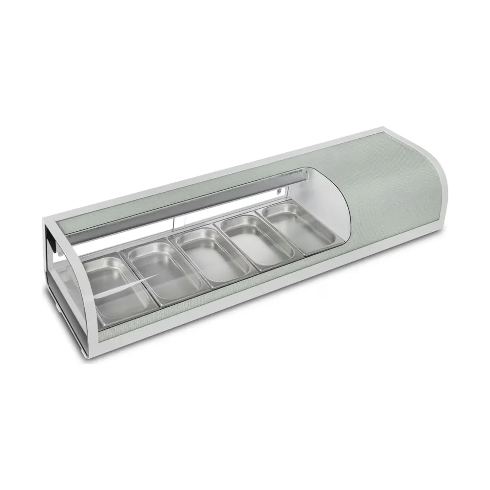 Marchia 53" Refrigerated Sushi Display Case with (5) 1/3 Pans, 110V, 1 Year Warranty